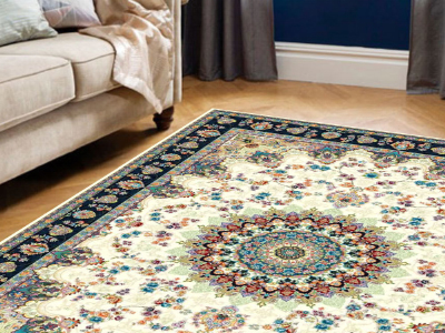 Blue cream carpet in the room